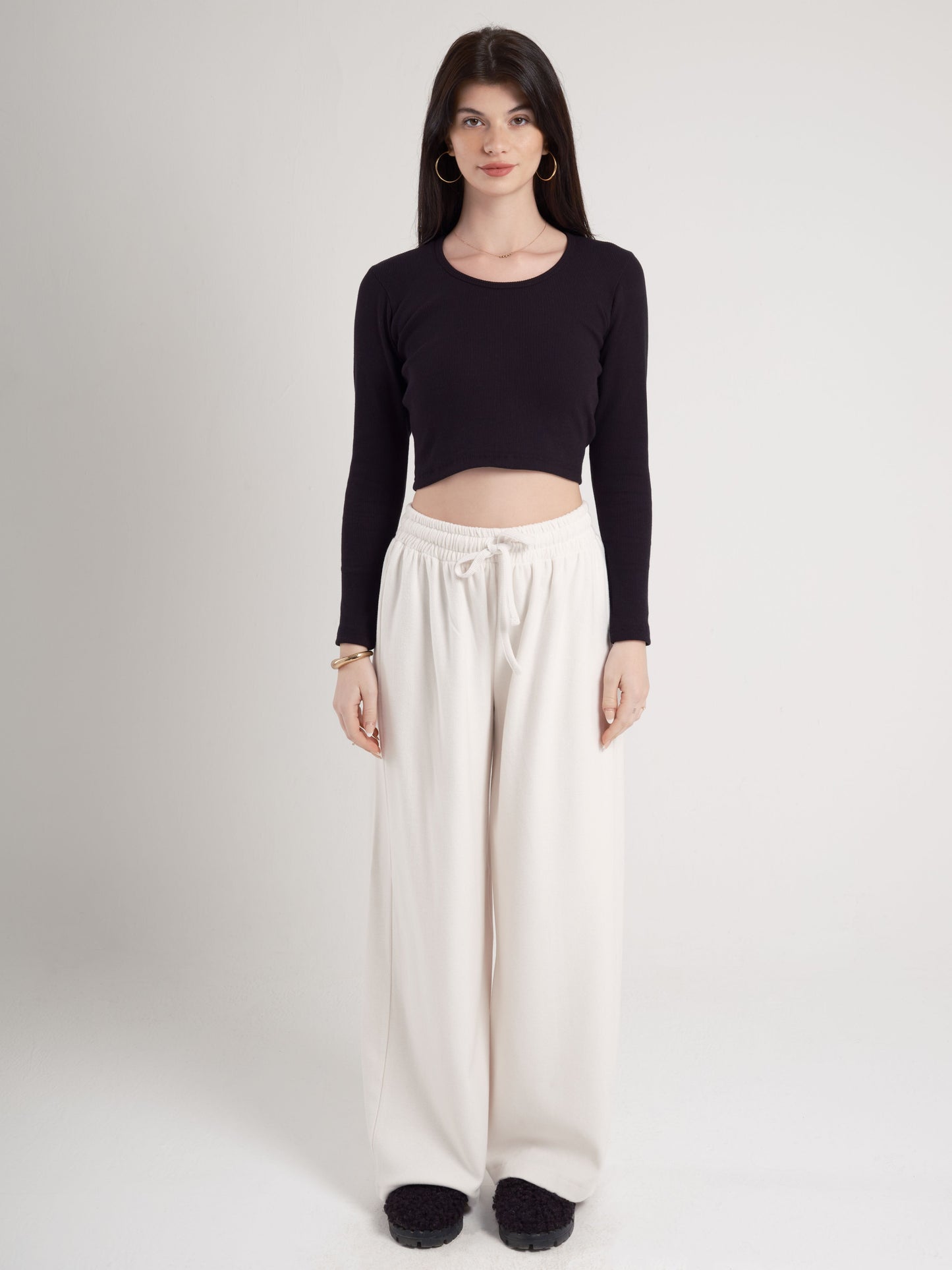 Cream Wide Leg Pants