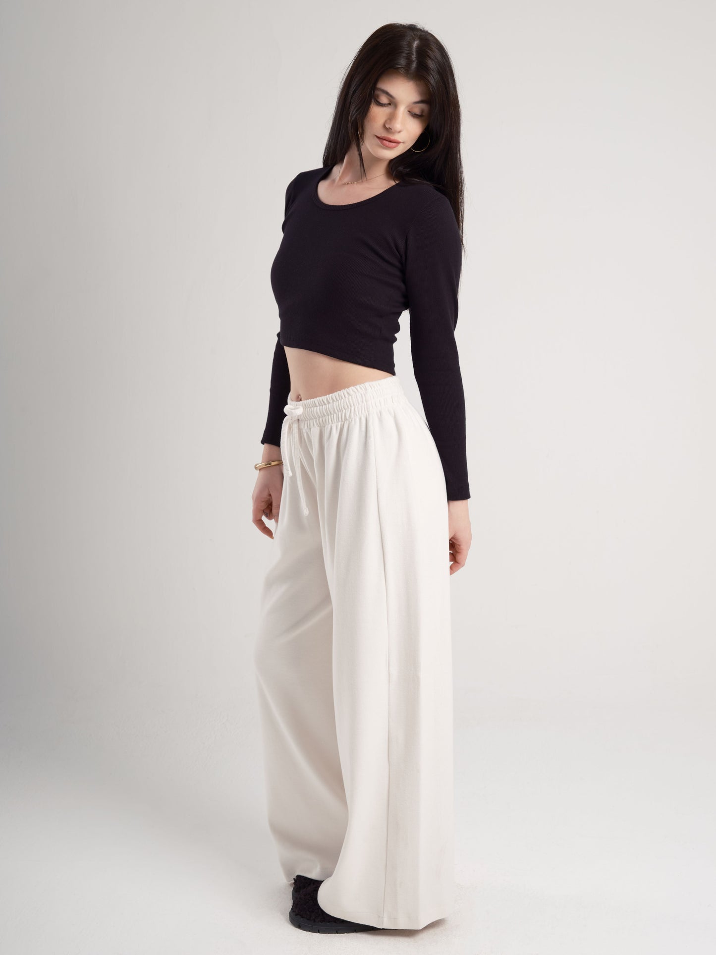 Cream Wide Leg Pants