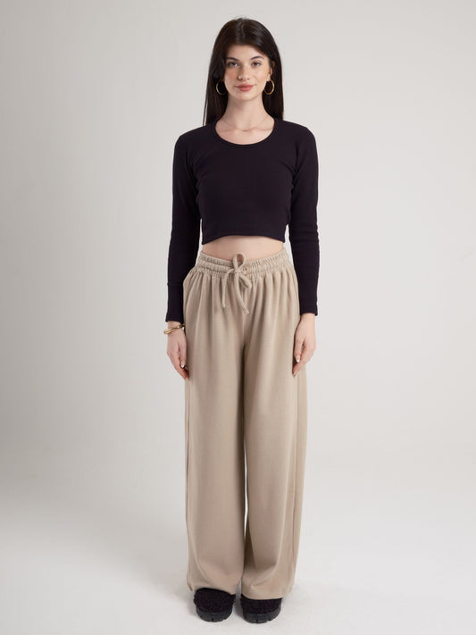 Beige Wide Leg Pants