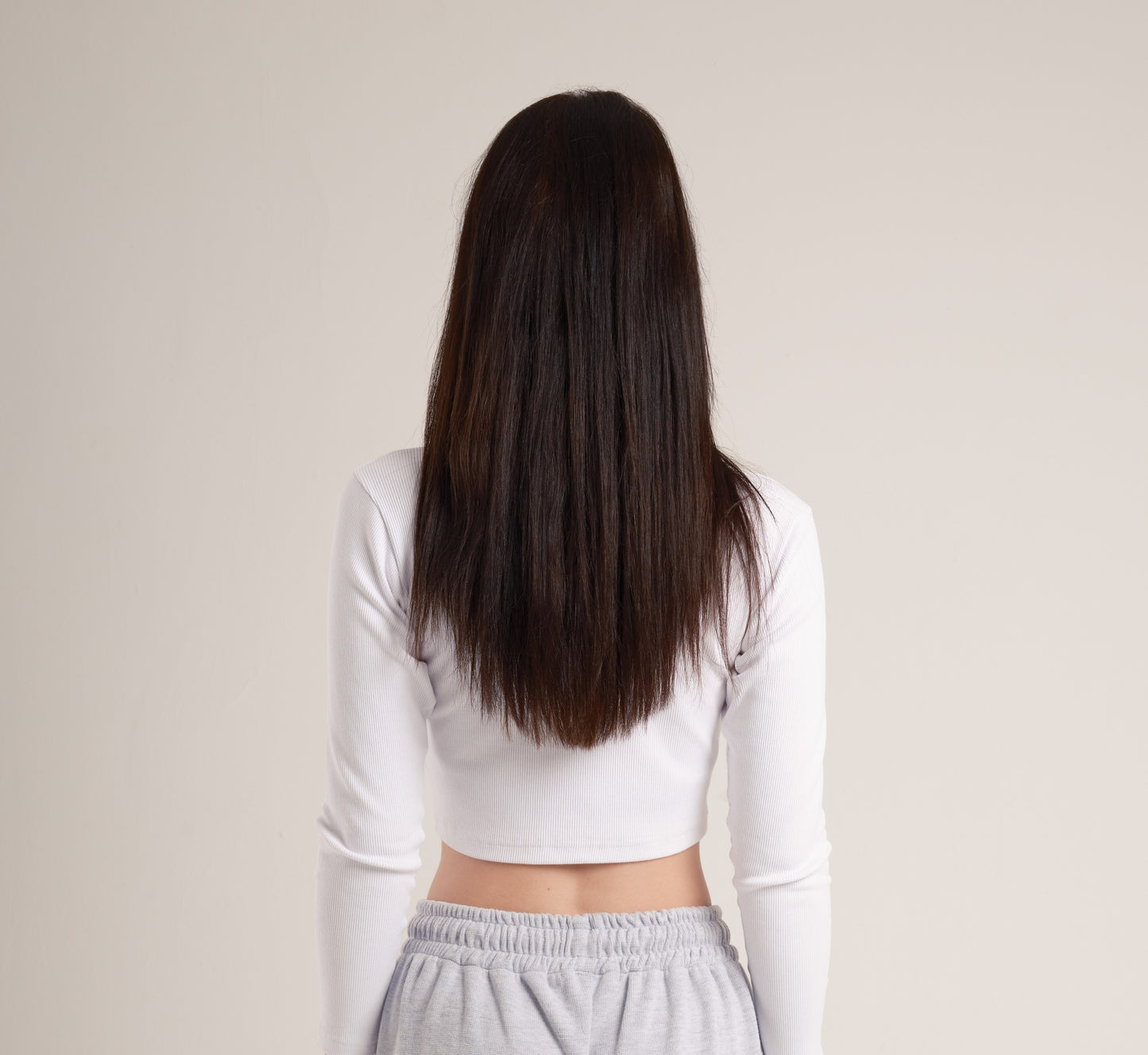 White Long Sleeves Cotton Cropped Top