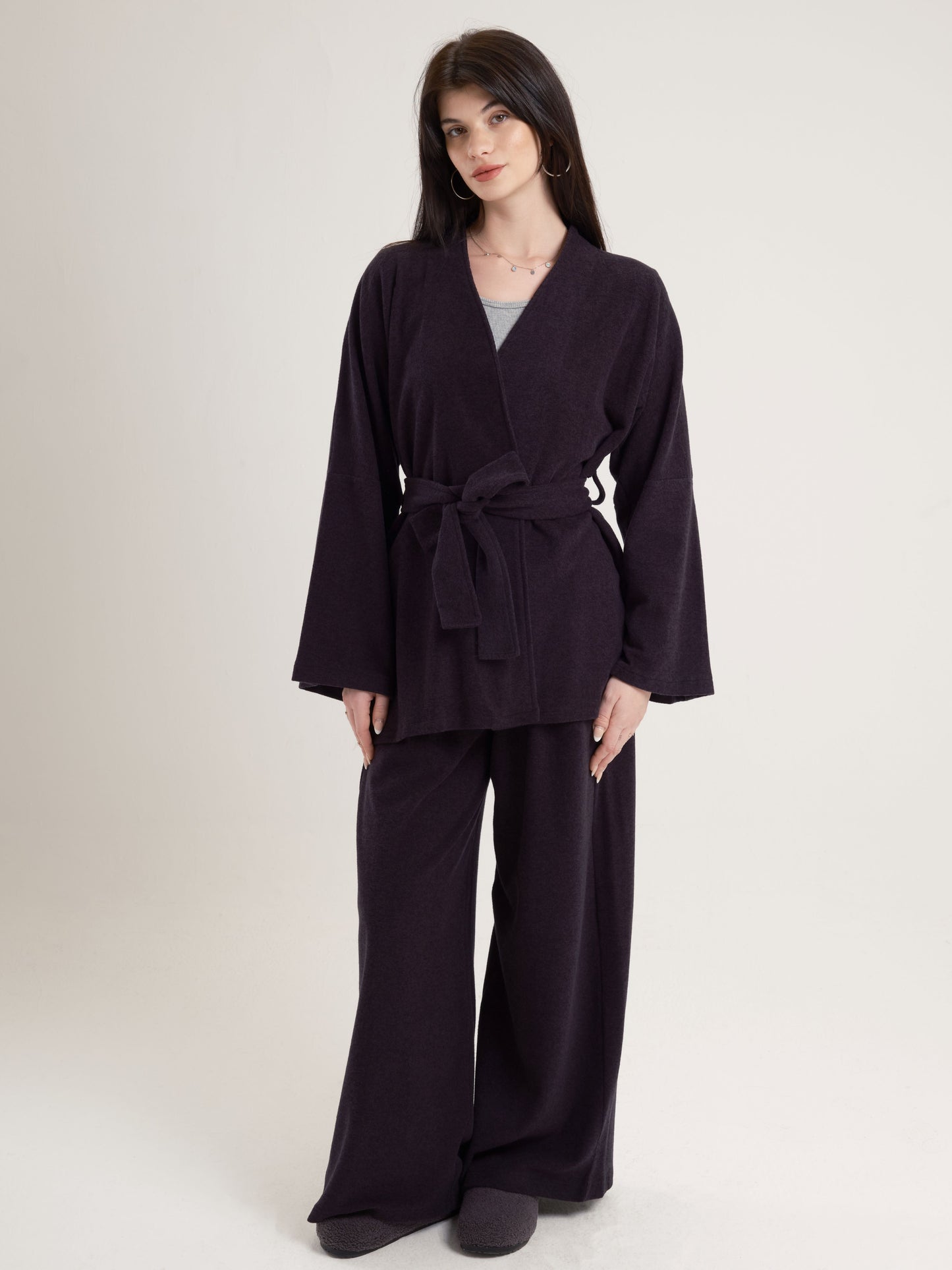 Charcoal Belted Kimono